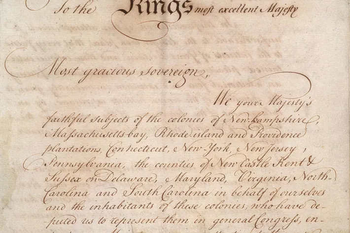 The Olive Branch Petition, July 8, 1775 (The New York Public Library, Manuscripts and Archives Division)