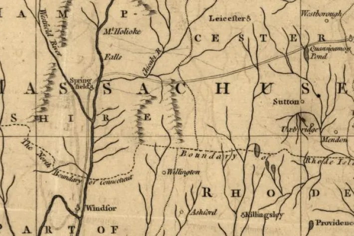 Detail from "A new and accurate map of the colony of Massachusets [i.e. Massachusetts] Bay, in North America, from a late survey," 1781 (Library of Congress)