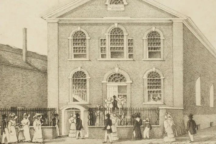 A Sunday Morning View of the African Episcopal Church of St. Thomas in Philadelphia. Lithograph by W. L. Breton (Philadelphia, 1823). (Courtesy of the Historical Society of Pennsylvania. From Library Company of Philadelphia)