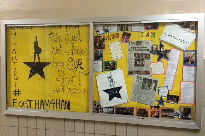 Bulletin Board at Fort Ham (school) with memorabilia from their 2016 EduHam Experience