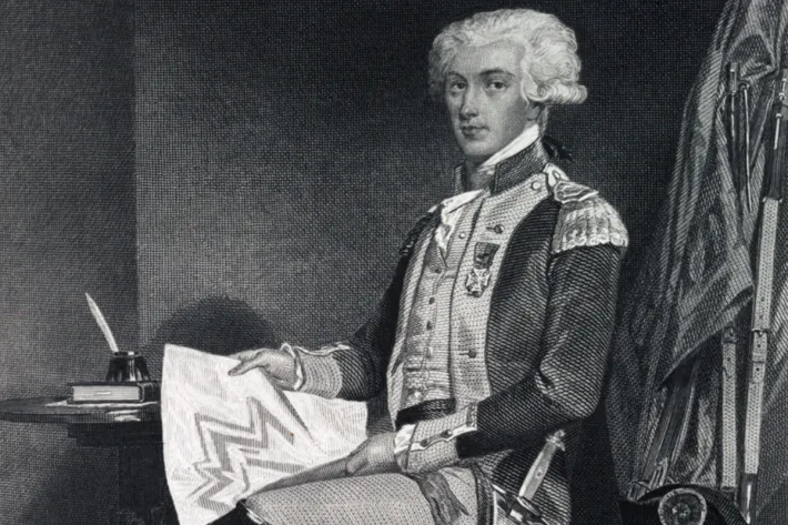 Marie-Joseph-Paul-Yves-Roch-Gilbert Du Motier, Marquis de La Fayette, based on a painting by Alonzo Chappel (The Gilder Lehrman Institute of American History)