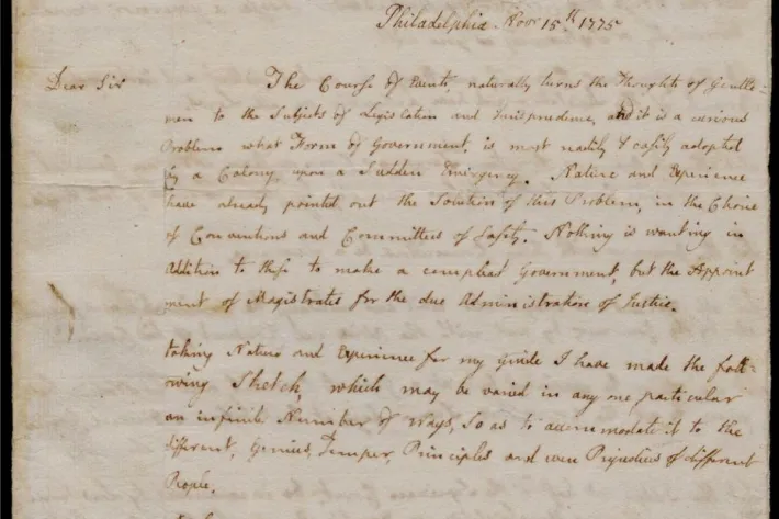John Adams, Letter to Richard Henry Lee, November 15, 1775