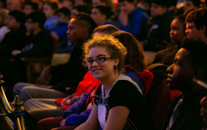 Student in the audience at a Hamilton matinee