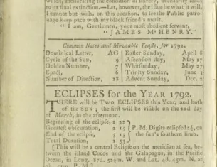 Benjamin Banneker’s Pennsylvania, Delaware, Maryland and Virginia Almanack and Ephemeris, for the Year of Our Lord 1792. (Library of Congress)