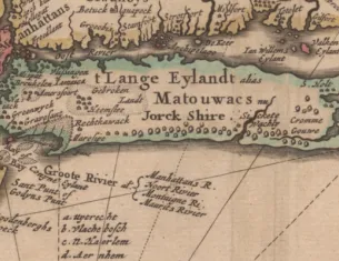 Detail from Novi Belgi Novaeque Angliae (New Netherland and New England), Nicholas Visscher, 1682. (The Gilder Lehrman Institute of American History)