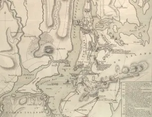 Map showing Howe's attack on Washington's forces on Long Island, August 1776 (The Gilder Lehrman Institute of American History, GLC04177)