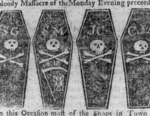 Paul Revere, "Four coffins of men killed in the Boston Massacre" (Library of Congress)