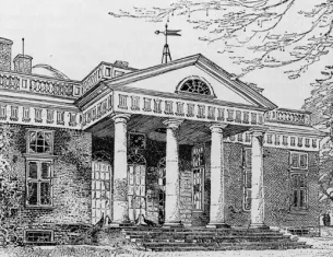 Engraving of Jefferson's Monticello from Century Magazine, May 1887. (Library of Congress)