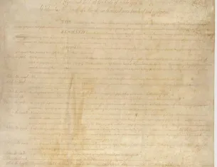 Detail from the Bill of Rights. (National Archives)