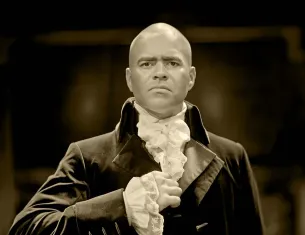 Christopher Jackson as George Washington. Photo by Josh Lehrer using a camera lens from the mid-1800s.