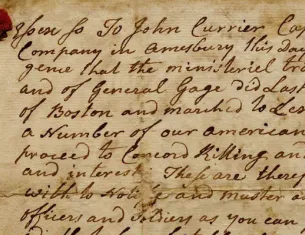 Issac Merrill to John Currier, April 19, 1775 (The Gilder Lehrman Institute of American History)