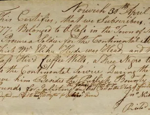 Certification of Cuffee Wells's purchase of freedom, April 30, 1781. (The Gilder Lehrman Institute of American History)