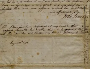 John Laurens to Henry Laurens, August 14, 1775 (The Gilder Lehrman Institute of American History)