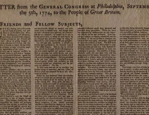 The General Congress at Philadelphia,  September 5, 1774. (The Gilder Lehrman Institute of American History)