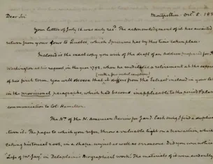 James Madison to Jared Sparks, October 5, 1830 (The Gilder Lehrman Institute of American History)