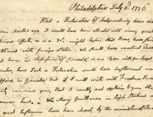 Letter from John Adams to Abigail Adams, July 3, 1776 (Adams Family Papers, Massachusetts Historical Society)