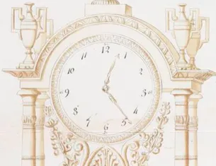 Sketch of an Empire-style clock, ca. 1800 (The Miriam and Ira D. Wallach Division of Art, Prints and Photographs, Art & Architecture Collection, The New York Public Library)