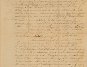 Petition from the Pennsylvania Society for the Abolition of Slavery, signed by Benjamin Franklin, February 3, 1790. (US Senate Archive)