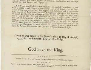 By the King, A Proclamation, For Suppressing Rebellion and Sedition, August 23, 1775 (National Archives)