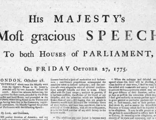 His Majesty's Most Gracious Speech to Both Houses of Parliament, on Friday, October 27, 1775 (Library of Congress)