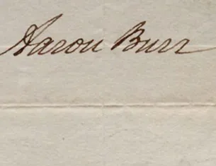 Aaron Burr's signature from a promissory note, 1786. (The Gilder Lehrman Institute of American History)