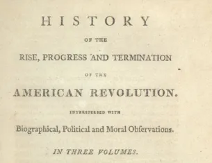 Title page of Mercy Otis Warren's History of the Rise, Progress and Termination of the American Revolution.