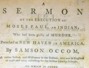 Title page of "A Sermon, Preached at the Execution of Moses Paul"