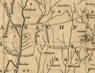 Detail from "A new and accurate map of the colony of Massachusets [i.e. Massachusetts] Bay, in North America, from a late survey," 1781 (Library of Congress)