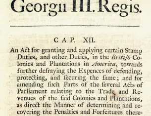 The Stamp Act, published in London, 1765 (The Gilder Lehrman Institute of American History)