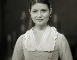 Phillipa Soo as "Eliza" Hamilton. Photo by Josh Lehrer using a camera lens from the mid-1800s.