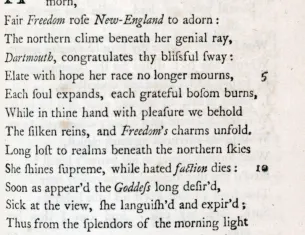 “To the Right Honourable William, Earl of Dartmouth” by Phillis Wheatley, in Poems on Various Subjects, Religious and Moral, London, 1773. (The Gilder Lehrman Institute of American History)