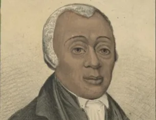 Detail of Richard Allen, "From the plantation to the Senate," lithograph by Gaylord Watson, 1883 (Library of Congress)