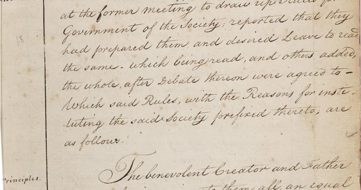 Rules and Principles of the New-York Manumission Society, February 4 ...